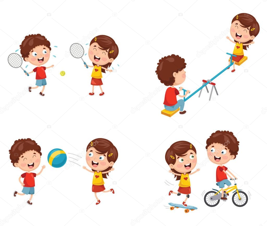 Vector Illustration Of Kids Playing