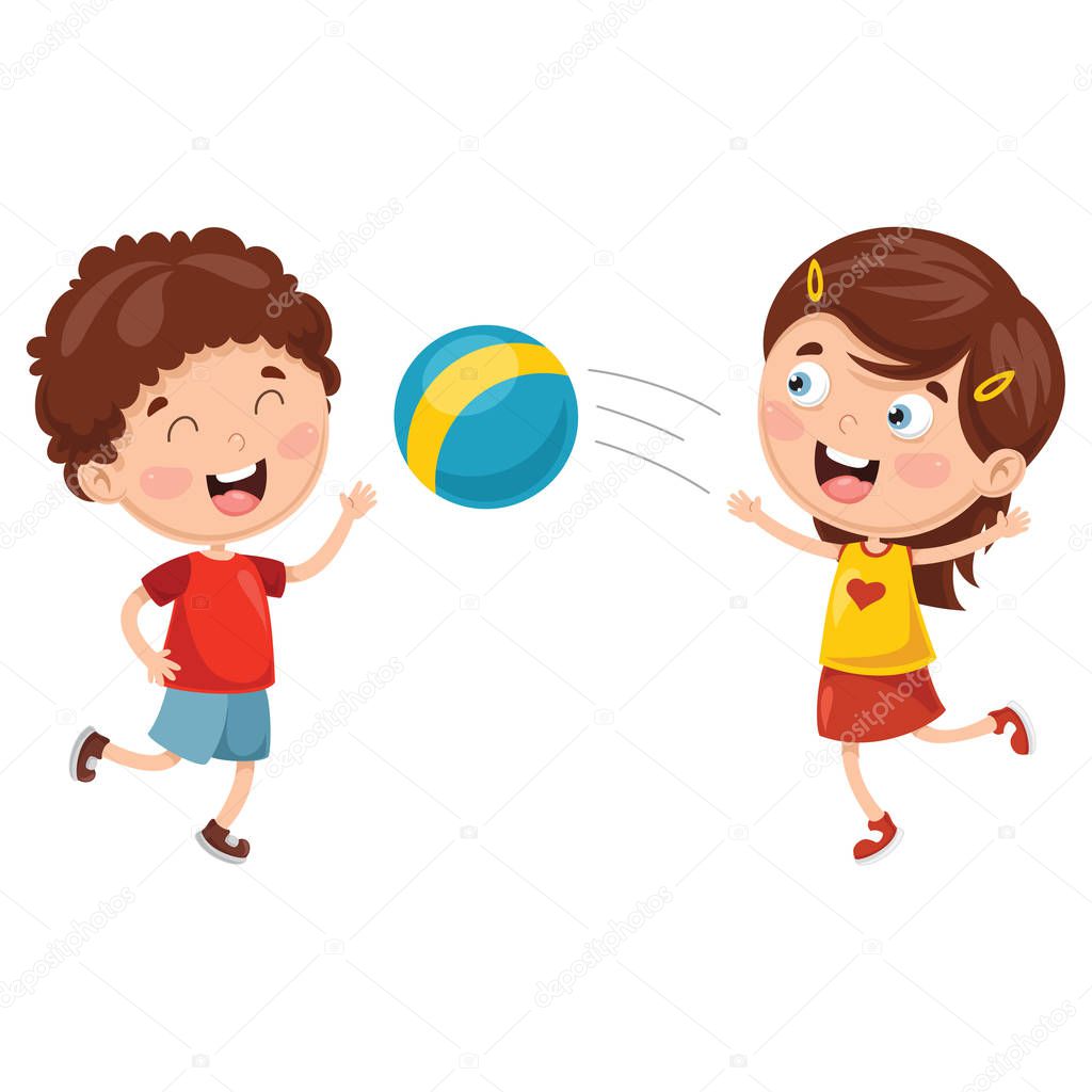 Vector: niños | Vector Ilustración Niños Jugando Con Bolas — Vector de