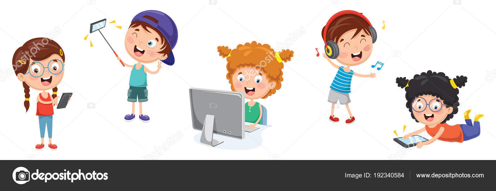 Children with hi-tech gadgets set - little kids Vector Image