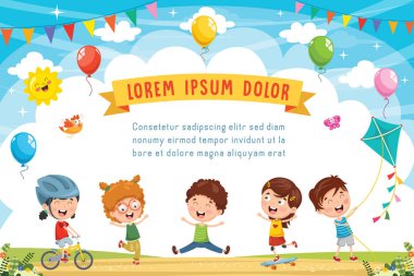 Çocuklar dışarıda oynarken vektör çizim