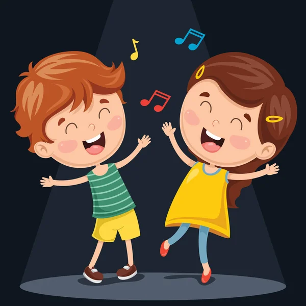 Ilustración Vectorial Niños Bailando — Vector de stock