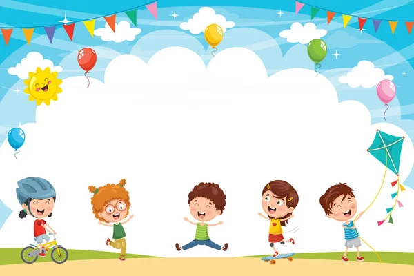 Ilustración Vectorial Niños Jugando Fuera — Vector de stock