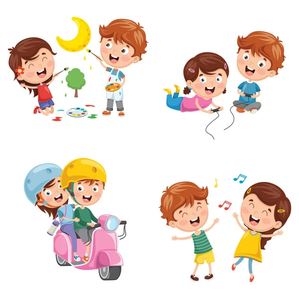 Ilustración Vectorial Niños Divirtiéndose — Archivo Imágenes Vectoriales