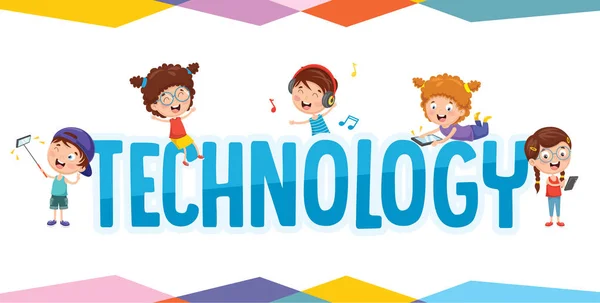 Vector Εικονογράφηση Της Τεχνολογίας Παιδιά — Διανυσματικό Αρχείο