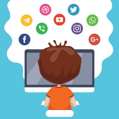 Çocuklar teknoloji vektör çizim