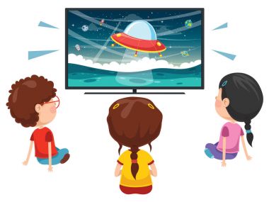 Tv izlerken çocuk vektör çizim