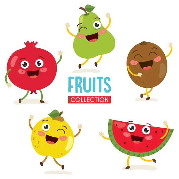 Ilustração Vetorial Personagens Frutas —  Vetores de Stock