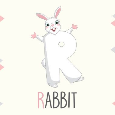 Resimli Alfabe harf r ve tavşan