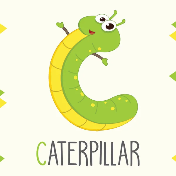 Illustreret Alfabet Bogstav Caterpillar – Stock-vektor