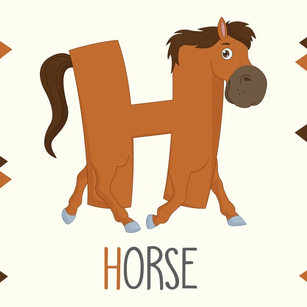 Illustrierte Buchstaben Und Pferd — Stockvektor