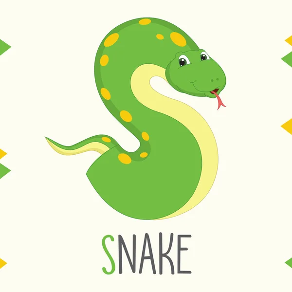 Alfabeto Ilustrado Letra Serpente — Vetor de Stock