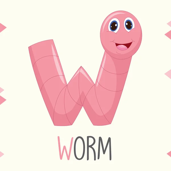 Geïllustreerde Alfabet Letter Worm — Stockvector