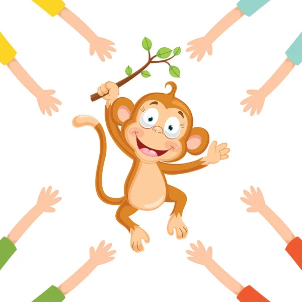 Wektor Ilustracja Kreskówka Rąk Monkey — Wektor stockowy
