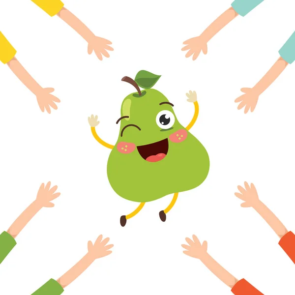 Vector Illustration Pear Character — Stock Vector