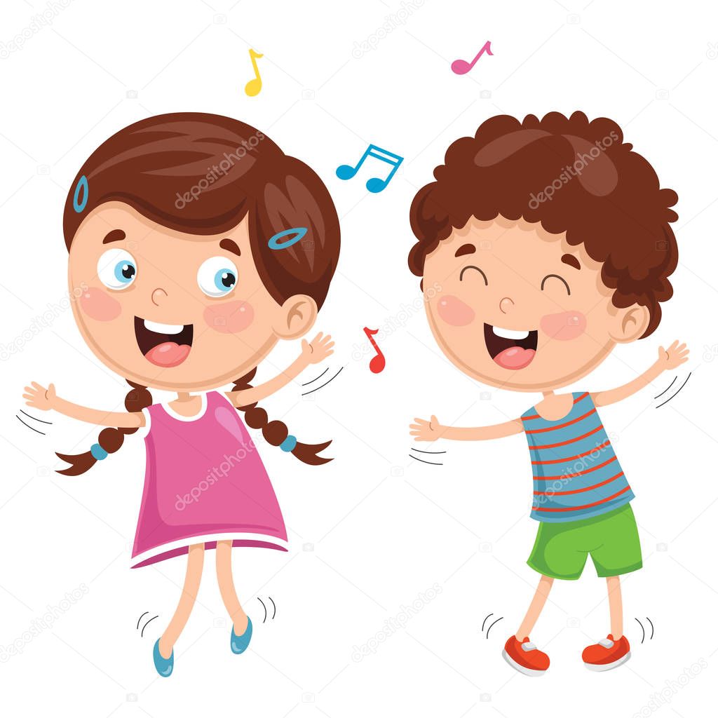 Vector Illustration Of Kids Dancing