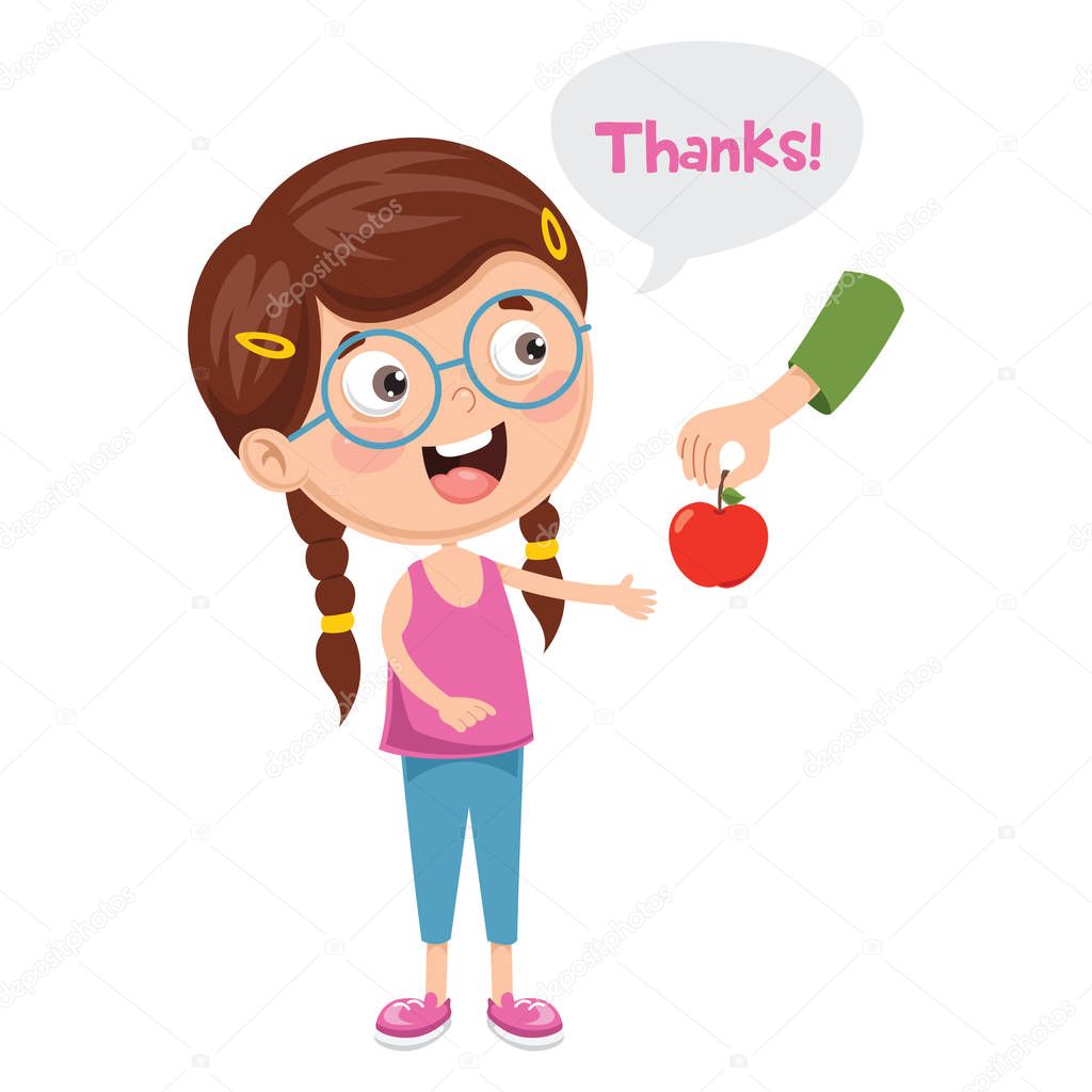 Vector Illustration Of Kid Give Thanks