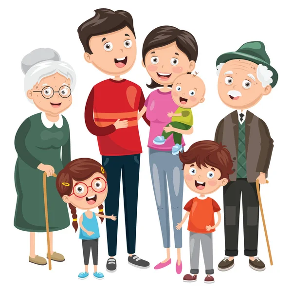 Illustration Vectorielle Une Famille Heureuse — Image vectorielle