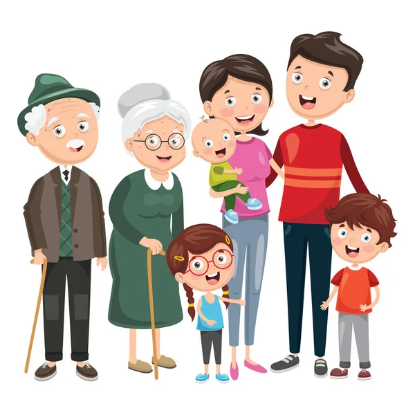 Illustration Vectorielle Une Famille Heureuse — Image vectorielle