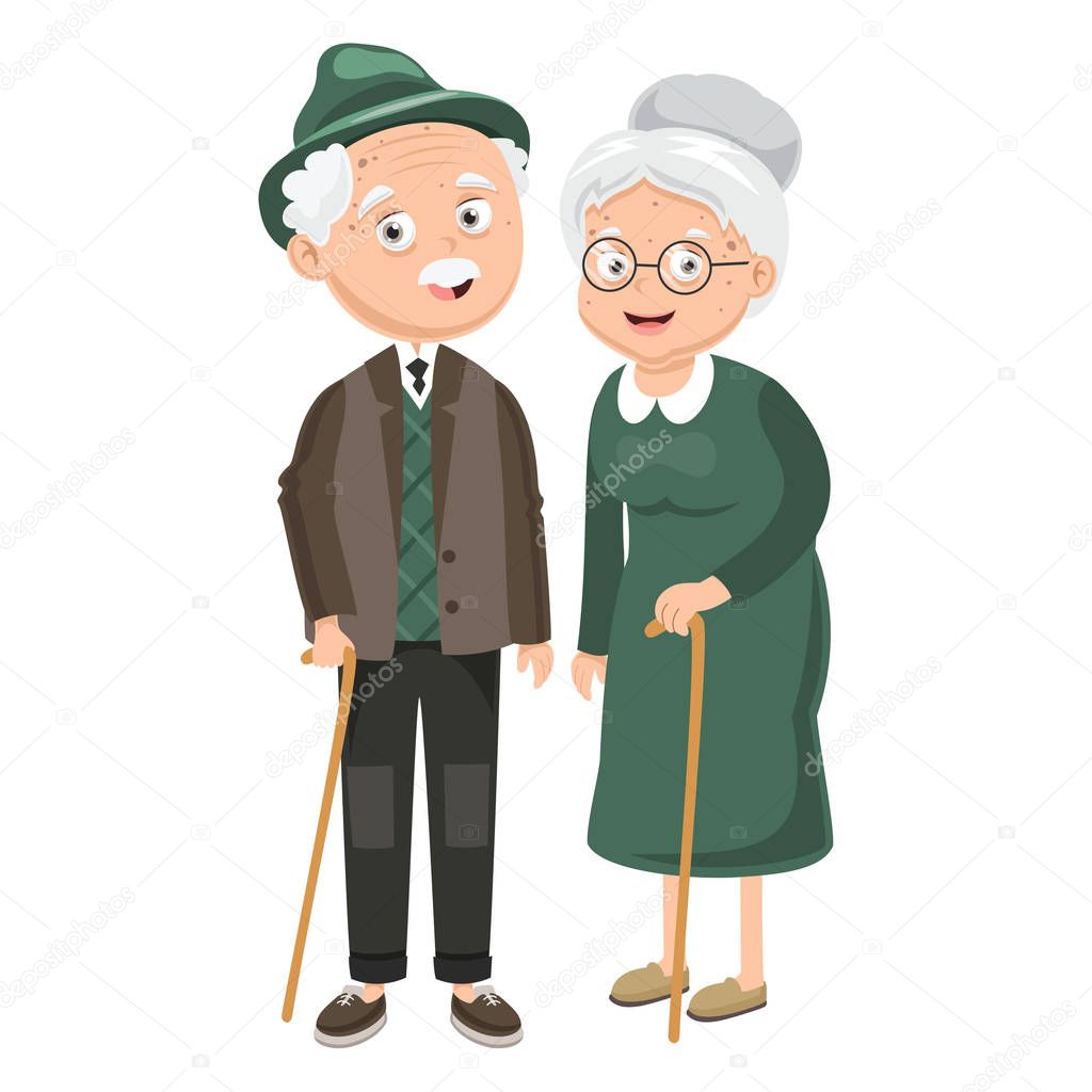 Vector Illustration Of Grandparents