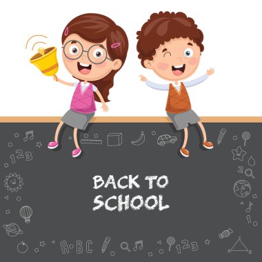 Boş tahta üzerinde oturan çocuklar vektör çizim