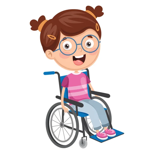 Vector Illustration Disabled Kid — Stock Vector