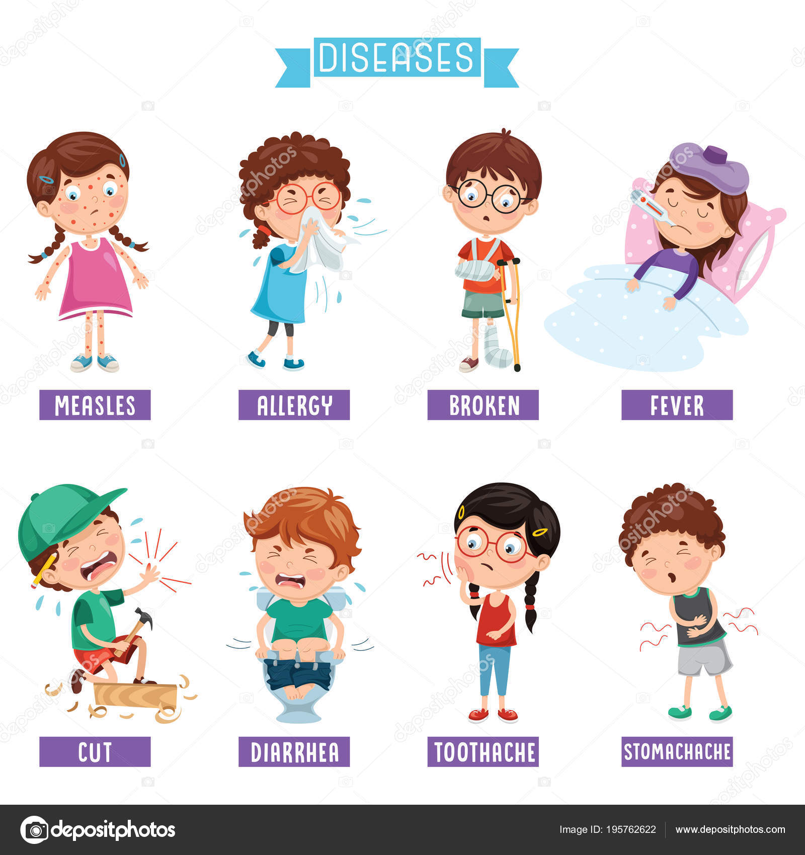 Vector Illustration Child Diseases Stock Vector Image by ©yusufdemirci