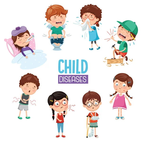 Vektör Çizim Çocuk Hastalıkları — Stok Vektör