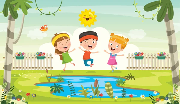 Little Children Having Fun Together — Stock Vector