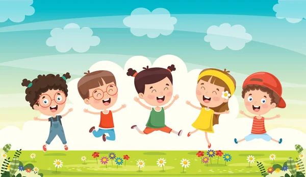 Kleine Kinder Haben Gemeinsam Spaß — Stockvektor