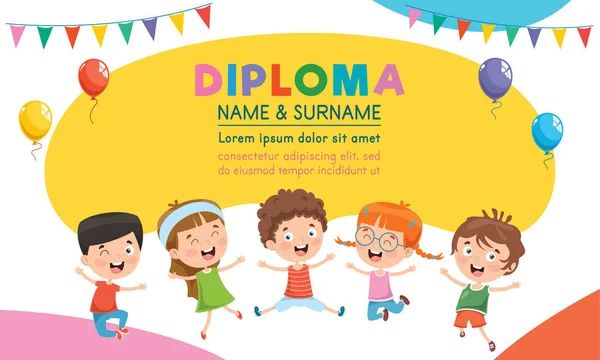 Diploma Diseño Plantilla Certificado Para Educación Los Niños — Archivo Imágenes Vectoriales