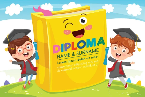 Preschool Elementary School Kids Diploma Certificate — Stock Vector