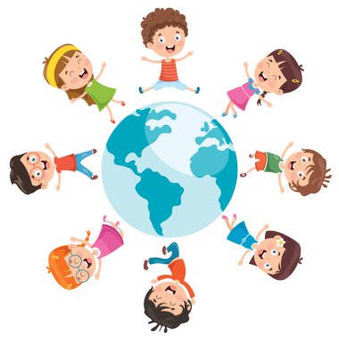 Happy Children Posing On Earth clipart
