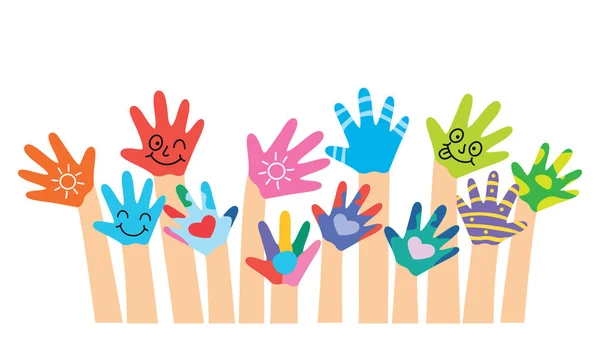 Βαμμένα Χέρια Μικρών Παιδιών — Διανυσματικό Αρχείο