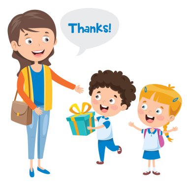 Thank You Illustration With Cartoon Characters clipart