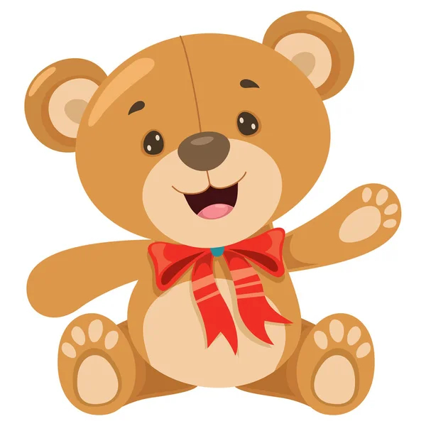 Pequeño Divertido Oso Peluche Dibujos Animados — Vector de stock