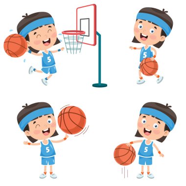 Küçük çocuk dışarıda basketbol oynuyor.