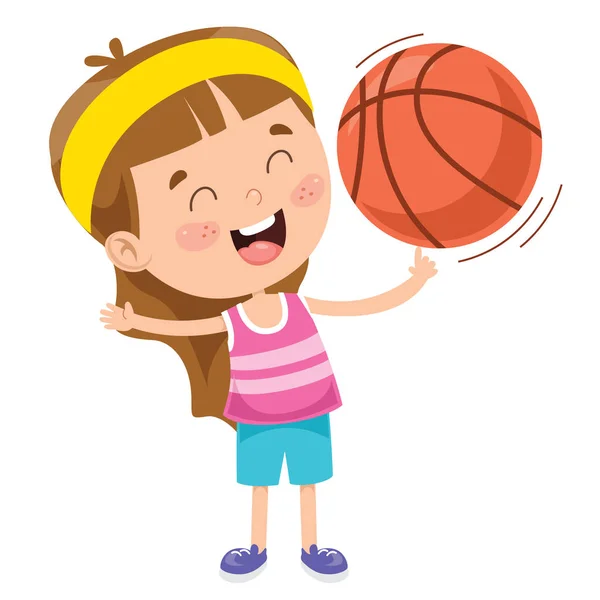 Petit Enfant Jouant Basket Extérieur — Image vectorielle