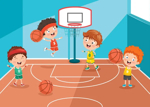 Anak Kecil Bermain Basket Stok Vektor Ilustrasi Anak Kecil Bermain Basket Bebas Royalti Depositphotos