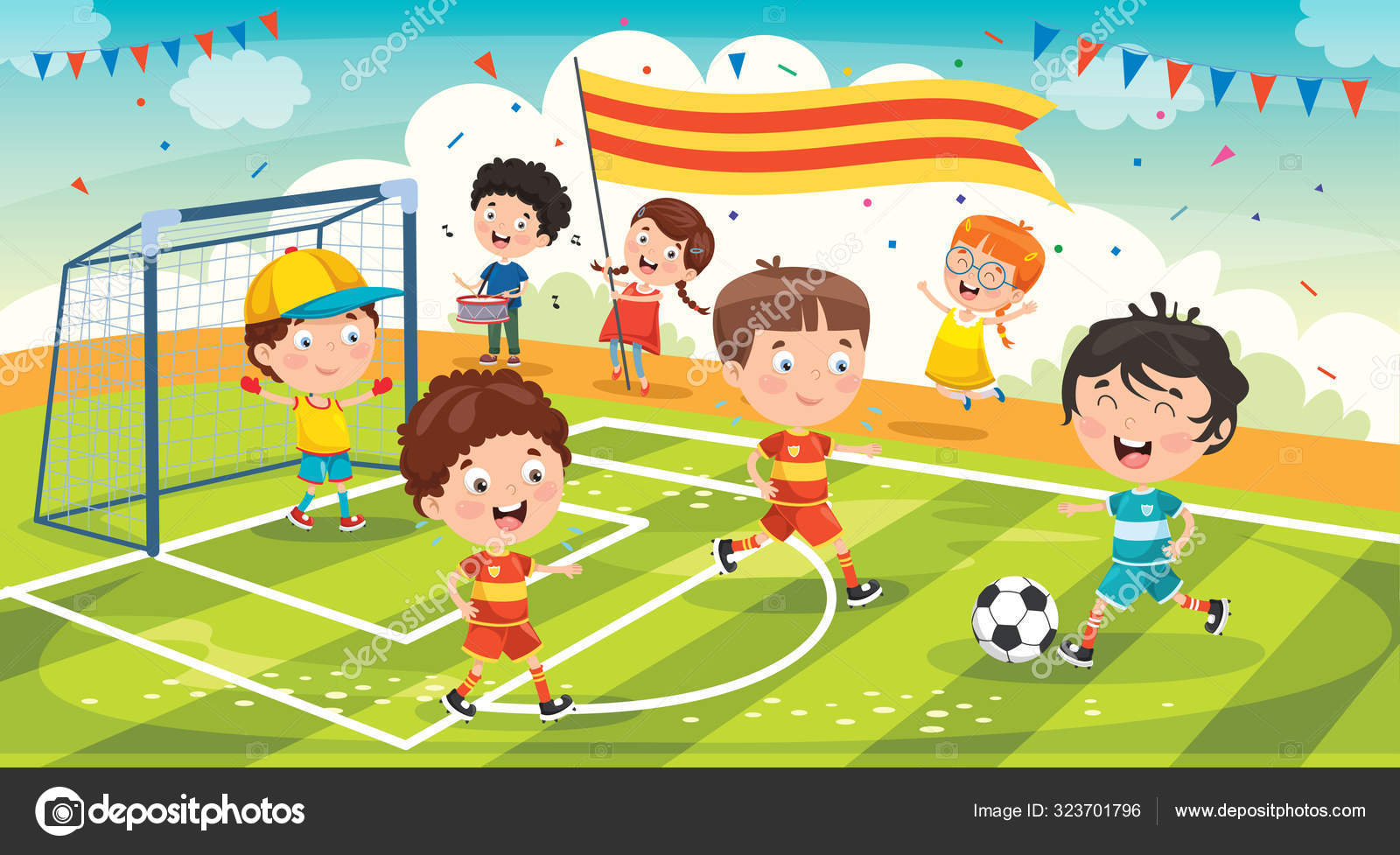 Little Children Playing Football Stock Vector Image by ©yusufdemirci  #323701796