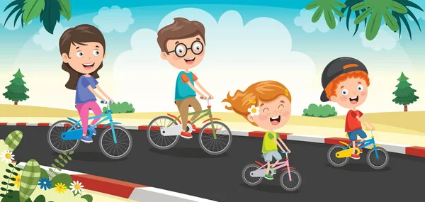 Happy Family Riding Bicycle Together — Stockový vektor