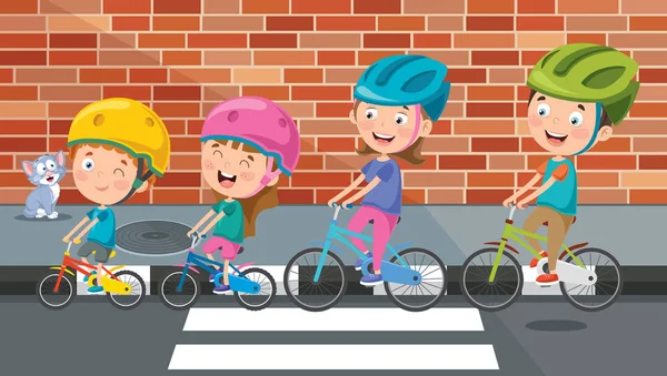 Happy Family Riding Bicycle Together — Stockový vektor