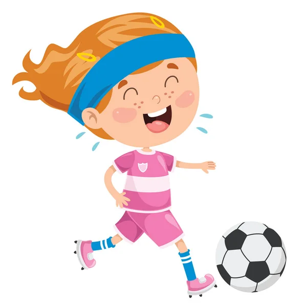 Petit Enfant Jouant Football Dehors — Image vectorielle