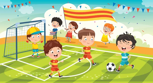 Caçoa O Jogo De Futebol Meninos Que Jogam O Futebol Do Futebol No Campo De  Esporte Da Escola Ilustração Do Vetor Dos Desenhos Ani Ilustração do Vetor  - Ilustração de infância, isolado