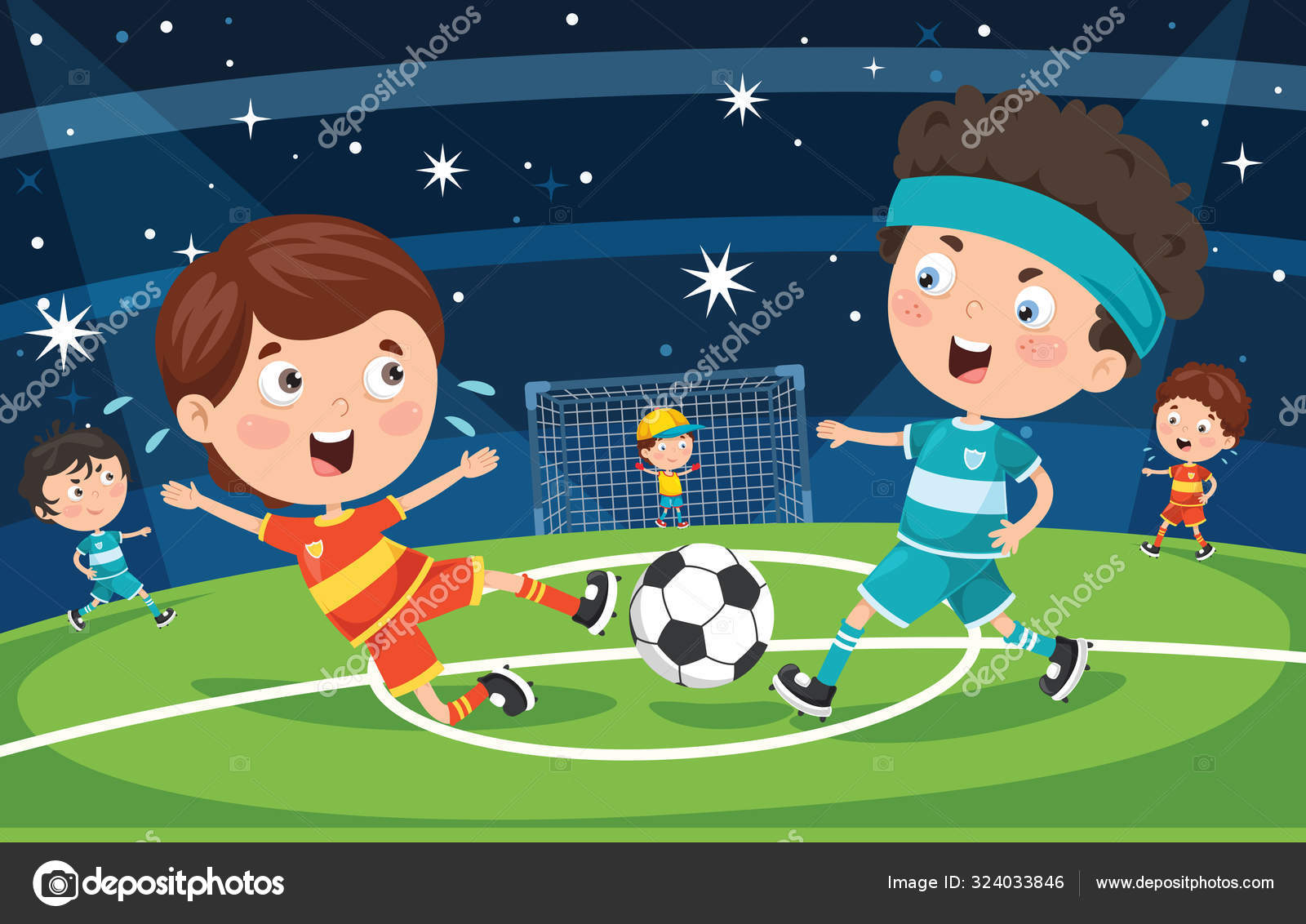 Little Children Playing Football Outdoor Stock Vector Image by  ©yusufdemirci #324033846