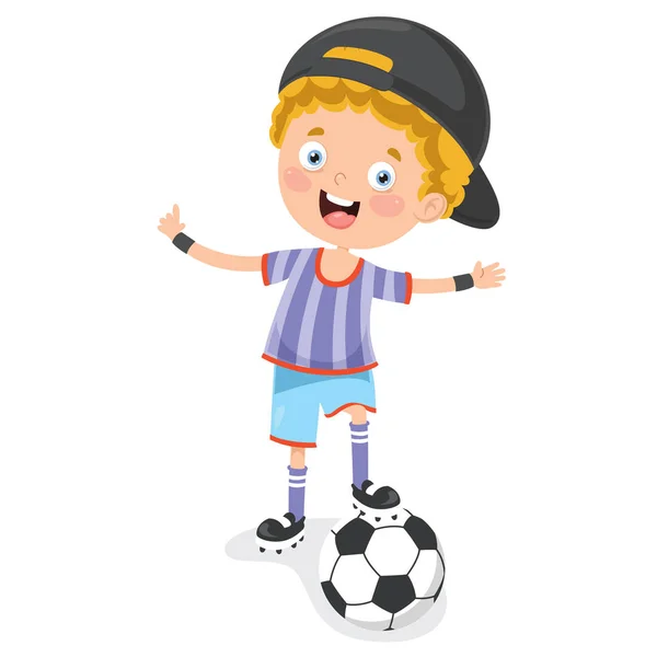 Little Children Playing Football Outdoor — Stock Vector