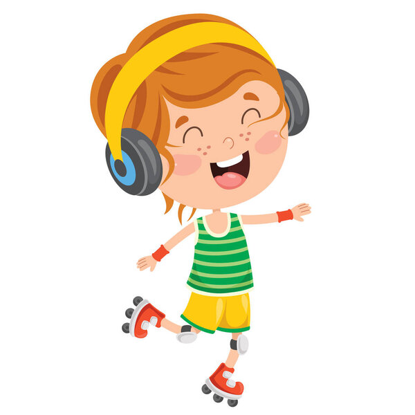 Маленький ребенок катается на коньках
