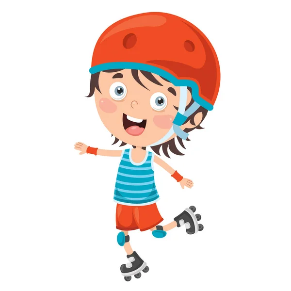 Little Kid Riding Roller Skate — ストックベクタ
