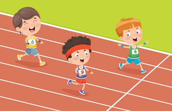 Niños Pequeños Corriendo Afuera — Vector de stock