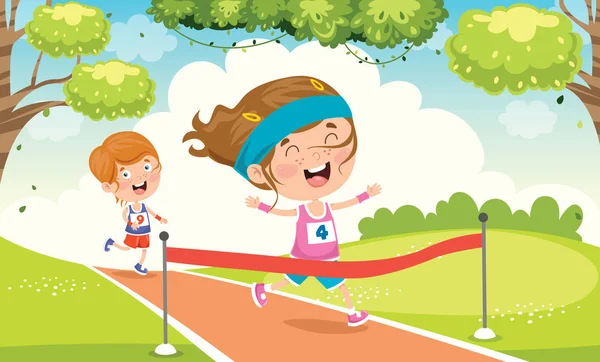 Kleine Kinder Rennen Nach Draußen — Stockvektor