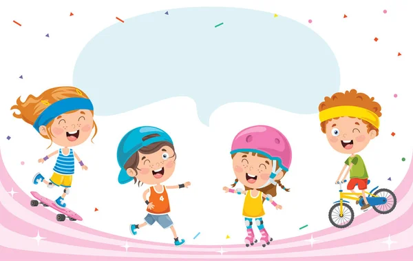 Små Glada Barn Gör Sport — Stock vektor